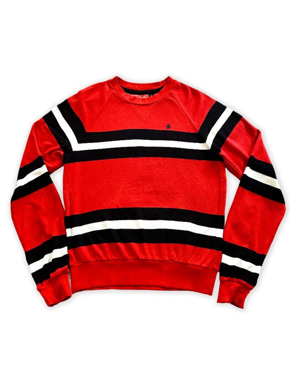 G-Star Raw Crew Neck Striped Red-Black-White Sweater,  Size S‎